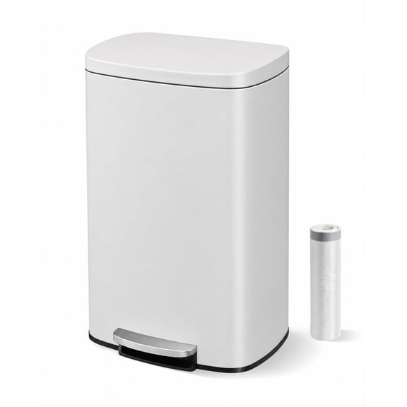 50L (13.2 Gallon) Stainless Steel Oval Trash Can with Foot Pedal, Metal Lid, Kitchen Waste Bin for Home Office
