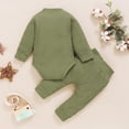 thumbnail image 4 of Mercatoo Toddler Baby Boy Girls Clothes Set Long Sleeved Solid Color Romper + Pants Outfit for 3 to 24 Months Boy Girls, 4 of 9