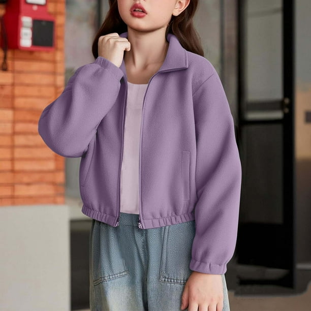 Cowsor Girls Zip Up Teen Sweatshirts Fleece Jackets Kids Fall Fashion Outfits Winter Clothes