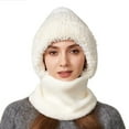 thumbnail image 6 of IDALL Women Winter Beanie Hat Scarf Set Ski Snow Ear Flaps Cold Weather Warm Knit Hats Fleece Lined White One Size, 6 of 6