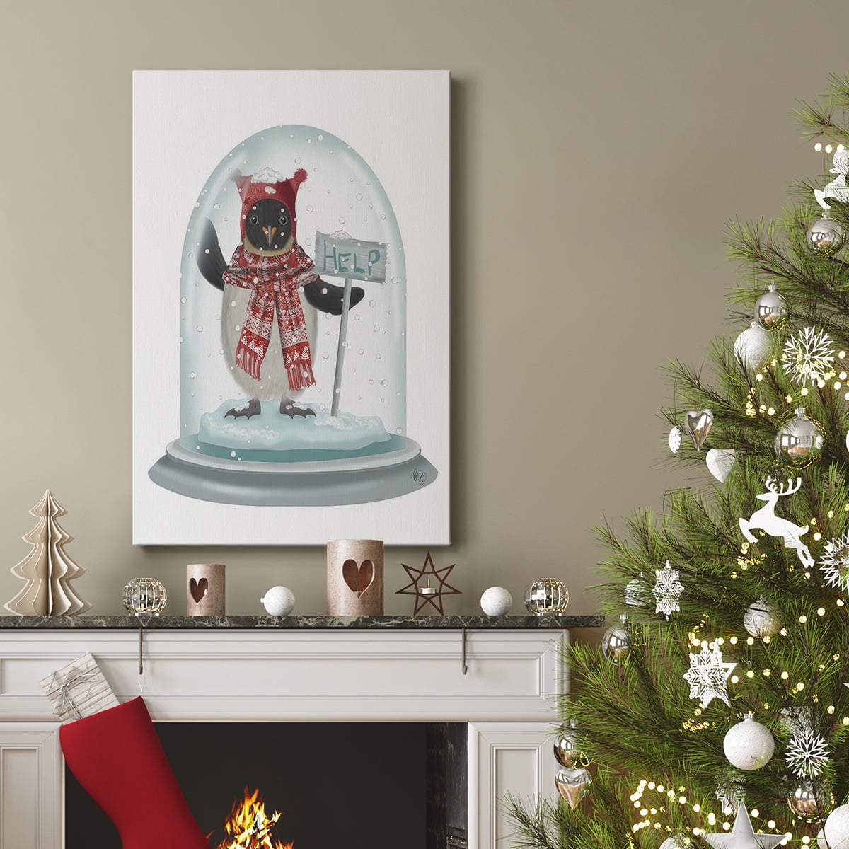 Christmas Penguin Snow Globe- Gallery Wrapped Canvas