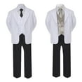 thumbnail image 2 of 5-7pc Formal Black White Suit Set Silver Bow Long Tie Vest Boy Baby Kids Sm-20 Teen, 2 of 3