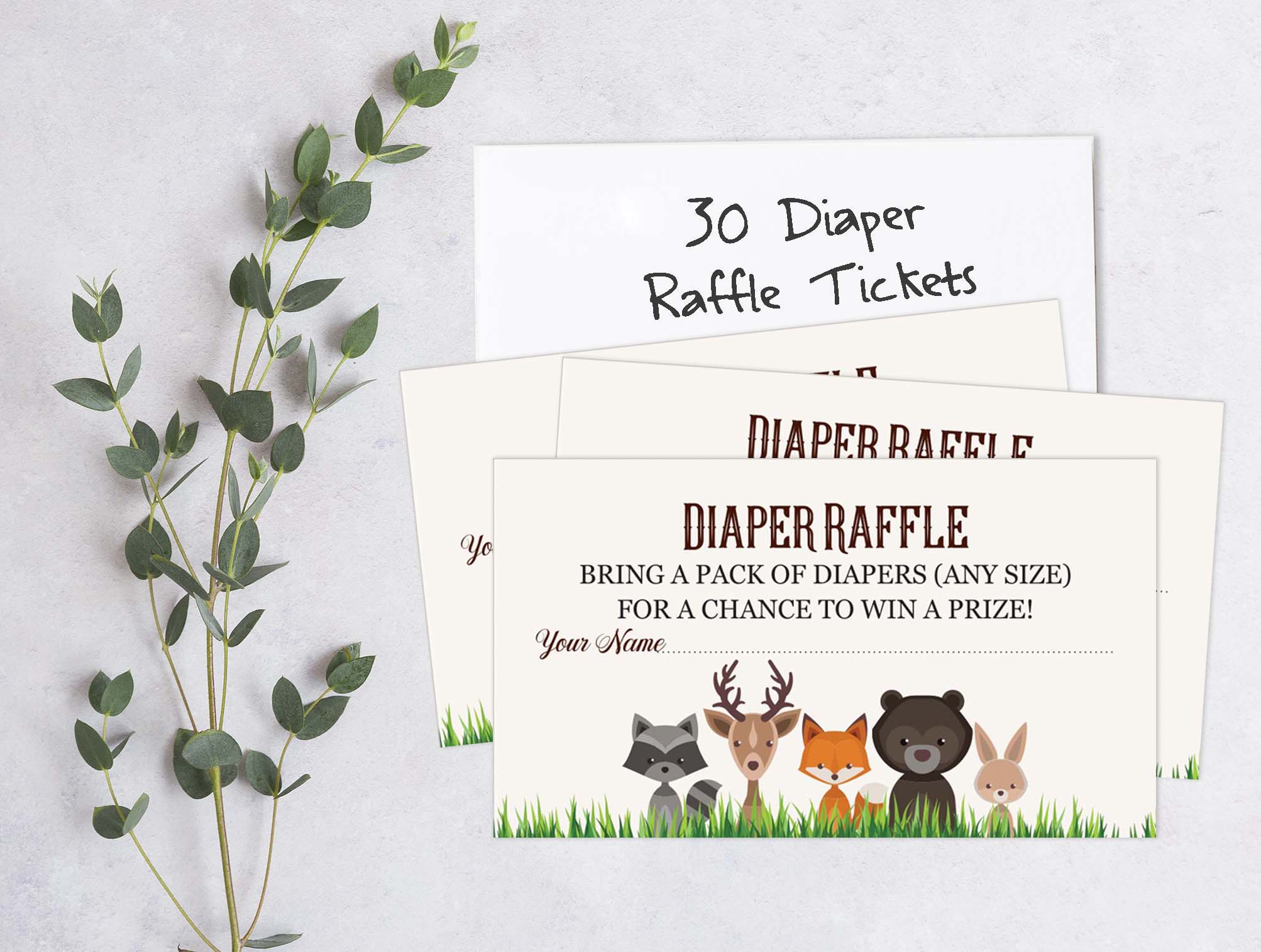 Inkdotpot 30Jungle Animals Baby ShowerDiaper Raffle Ticket Lottery Insert Cards Supplies Games For Baby Shower Party Bring A Pack Of Diapers To Win Favors Gifts And Prizes