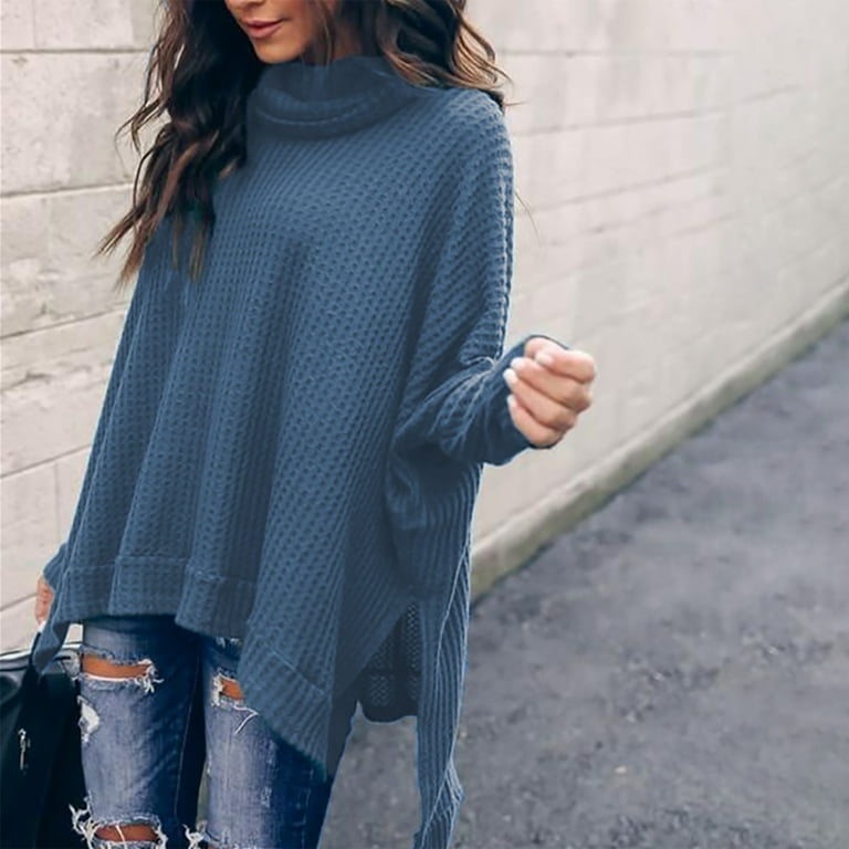 Street Leopard Asymmetrical Weave Turtleneck Tops