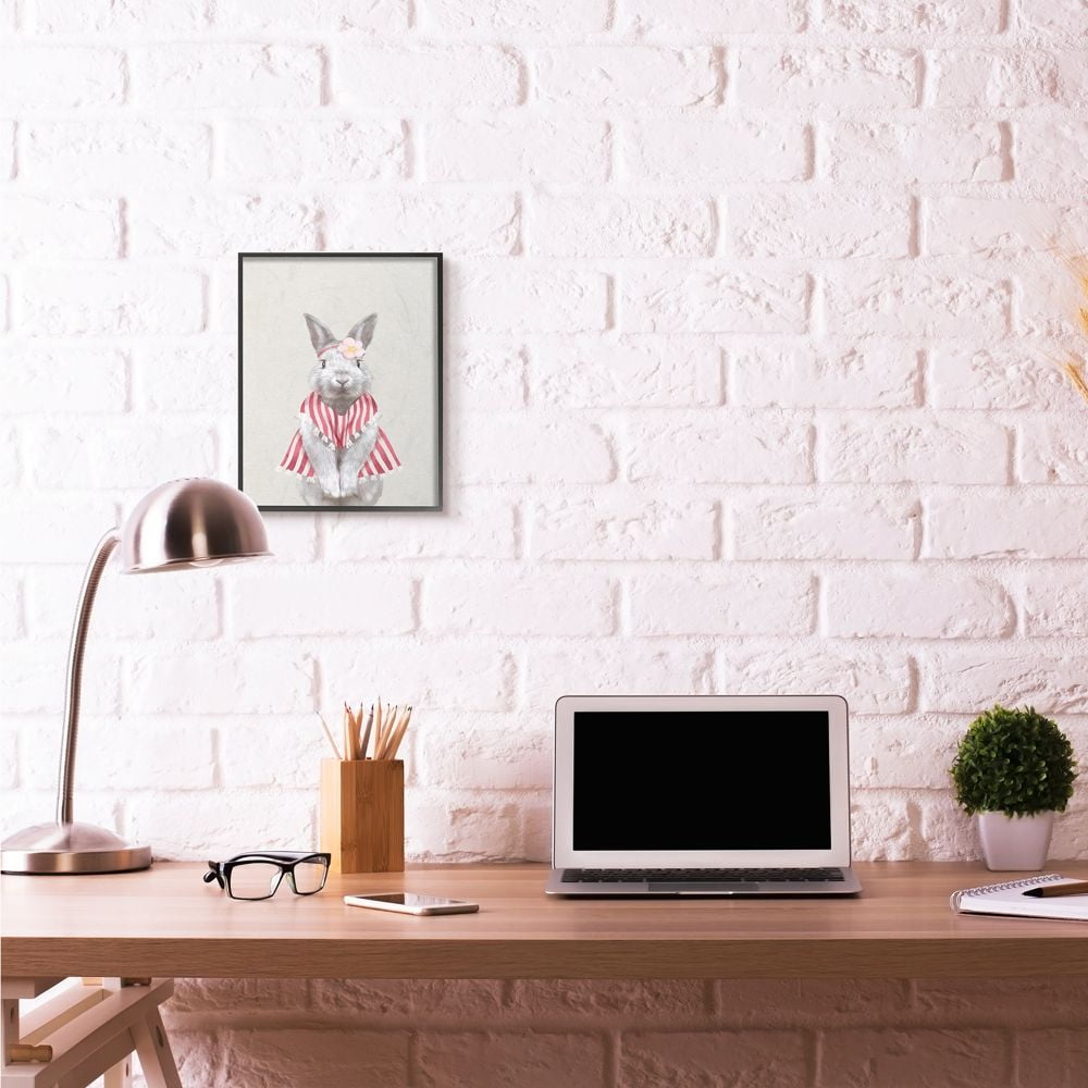 Maid Bunny Kids Animal Pink Painting Framed Giclee Texturized Art by Ziwei Li