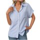 thumbnail image 1 of Camisas de Manga Corta para las Mujeres Bolsillo Suelto de Solapa Top a Rayas Casual, Tela de Estante de Imitación para Todo el Año de Uso Diario, 1 of 9