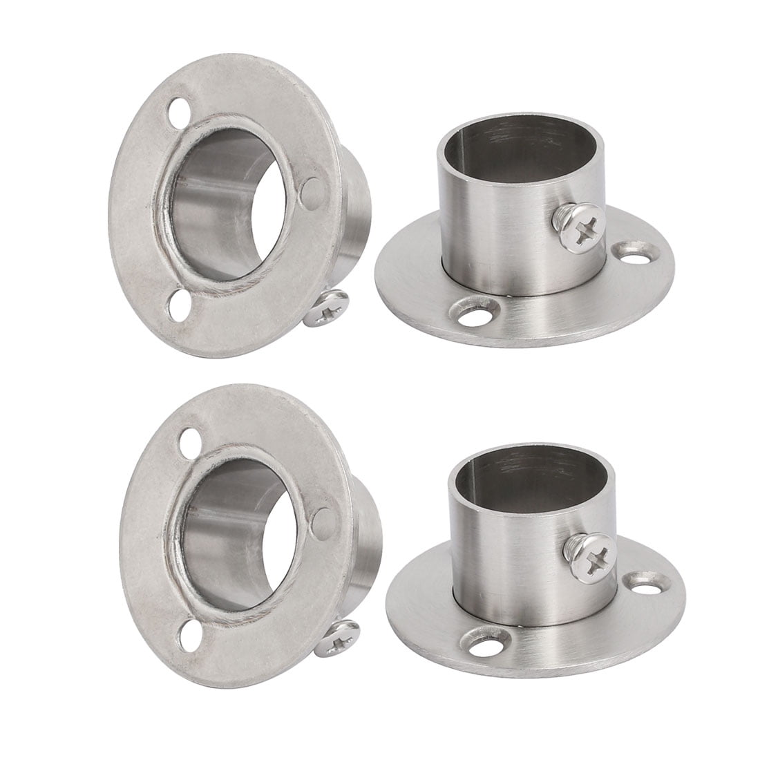 2 Pair Stainless Steel Closet Pole Socket Rob Support Flange Holder, 7/
