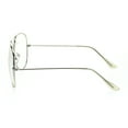 thumbnail image 3 of Trendy Oversized Officer Style Tear Drop Shape Metal Clear Lens Eyeglasses Shiny Silver, 3 of 4