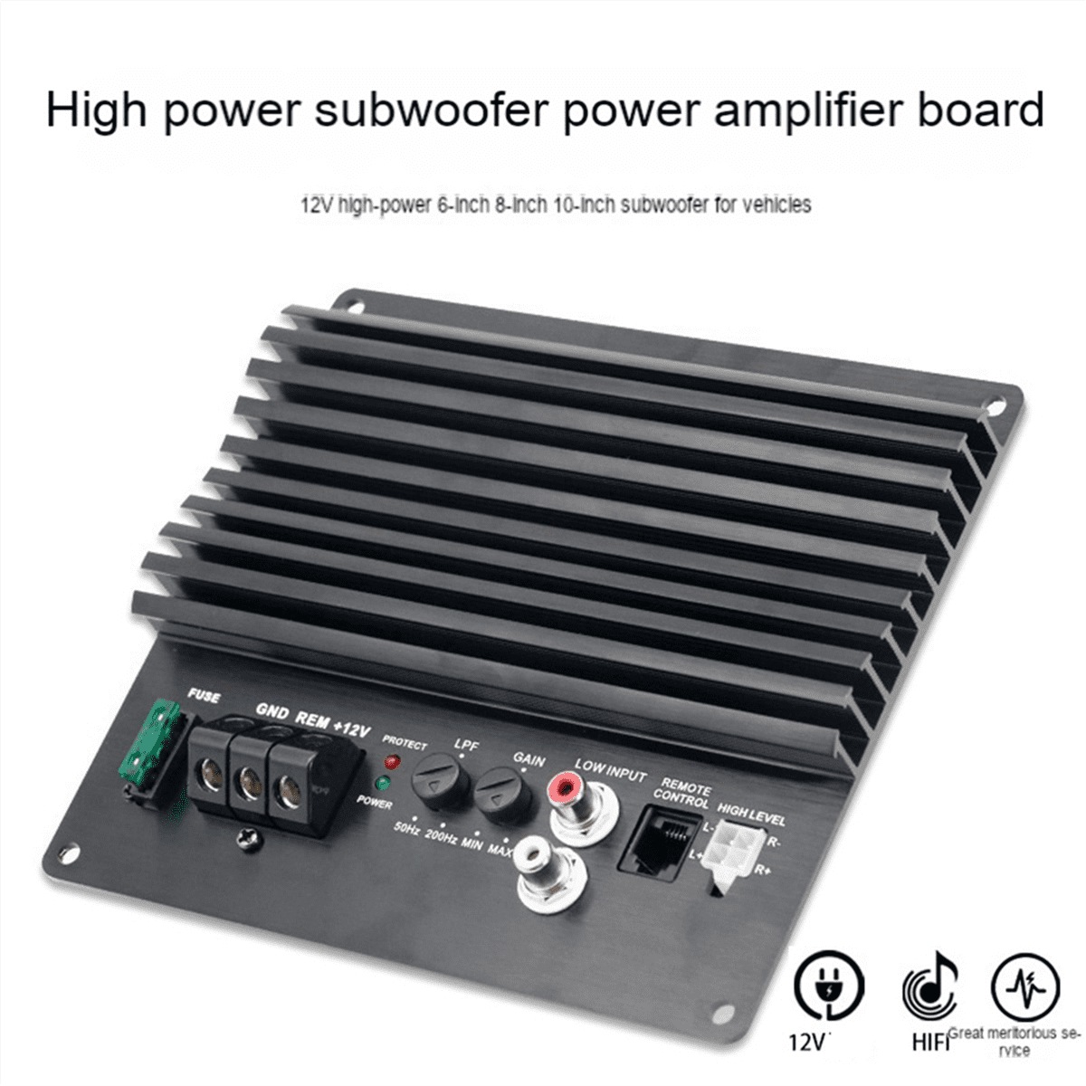 Car Audio 12V Single-Channel Bass Amplifier High-Power Car Amplifier Digital Amplifier Board