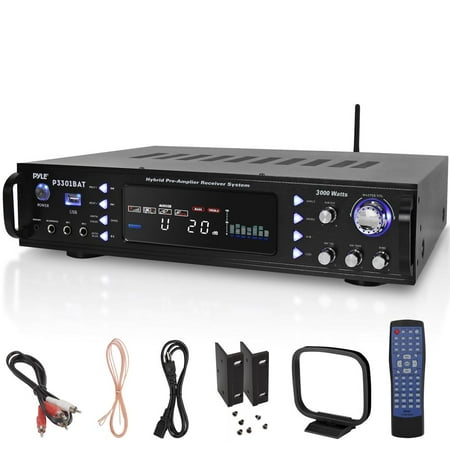 Bluetooth Hybrid Amplifier Receiver - Home Theater Stereo Amplifier with Bluetooth Wireless Streaming, AM/FM Radio, MP3/USB Reader (3000 Watt MAX)