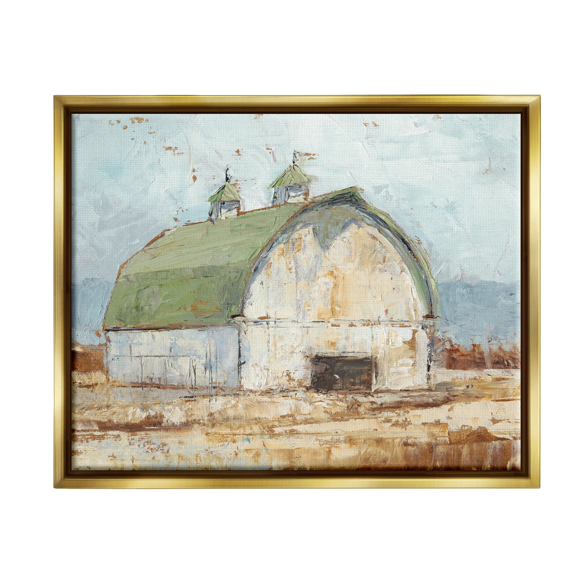 Stupell Industries Natural Earth Painted Barn Metallic Gold Framed Floating Canvas Wall Art, 24x30, by Ethan Harper