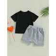 thumbnail image 4 of Bagilaanoe 2pcs Toddler Baby Boy Short Pants Set Short Sleeve Letter Print T Shirt Tops + Shorts 6M 12M 18M 24M 3T Kids Casual Summer Outfits, 4 of 9