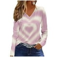 thumbnail image 2 of Craaazy Women's Pink Valentines Shirts Casual V-neck Long Sleeve Tops Gifts, 2 of 4