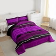 thumbnail image 3 of jejeloiu Modern Geometric Stripe Bedding Comforter Set,Abstract Polka Dots Twin Comforter Sets,Purple Black Wave Lines Bedding Set For Girls Boys,Super Cozy Room Decor Reversible,2pcs, 3 of 8