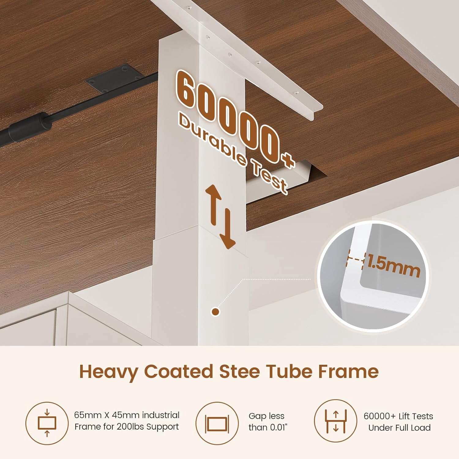 SEDETA 55" Electric Standing Desk with 6 Drawers, Adjustable Height Computer Desk with Power Outlets, Wood Corner stand Up Desk for Home Office, Large PC Workstation, White & Brown Top