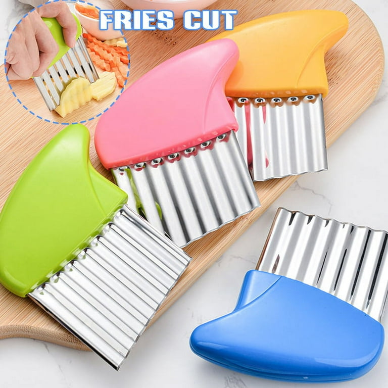 Potato Cutter Sweet Potato Fries Slicer Cut Tool with Handle Stainless  Steel Wavy Potato Cutter for French Fries Steel Blade egetable Crinkle Wavy