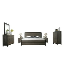 Roundhill Loana Antique Grey Finish Wood 6-Piece Bedroom Set, King Size