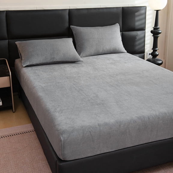 LANYC OMGYL 1 PC Full Sheet Plush Velvet 54x75 11.82 in Light Gray