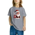 thumbnail image 3 of Zwiiyzr 3-14Y Toddler Boy Girls Christmas Shirts Short Sleeve Round Neck T-Shirt Christmas Graphic Tees Holiday Tops Toddler To Big Kids Gray, 3 of 5