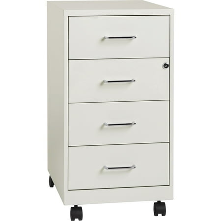 Lorell 4-Drawer 26-1/2" Mobile Storage Cabinet, White