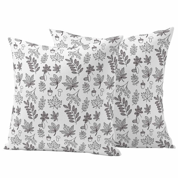 Maple Leaves Outdoor Waterproof Pillow Covers, Farmhouse Grey Fall Leaf Plants Retro Decorative Square Throw Pillowcase Sofa Cushion Sham for Patio/Couch/Chair, 18"x18" 2 Pack