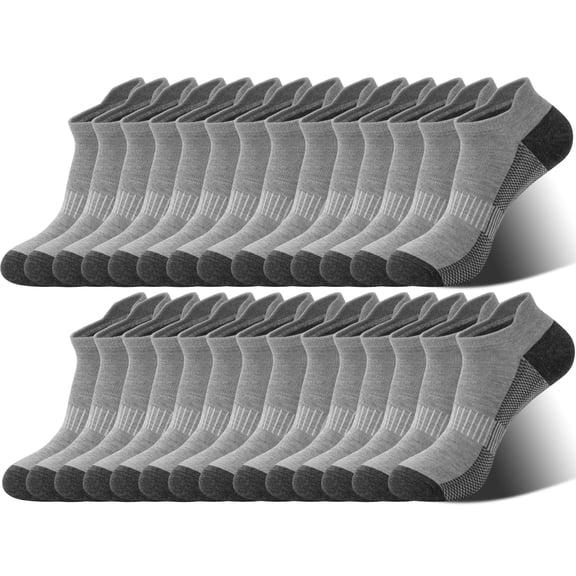 Smilooen 14 Pair Mens Ankle Running Socks Low Cut Breathable Cushioned Athletic Grey Socks Size 6-12