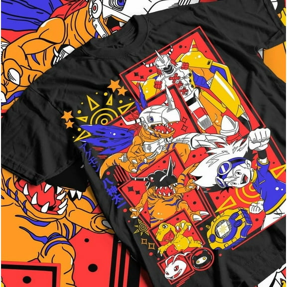 Agumon Adventure T-shirt Veemon Digimon Adventure Omnimon Anime Tee All Size.