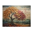 thumbnail image 3 of Designart "Seasonal Mosaic Maple Trees II" Floral Print on Natural Pine Wood, 3 of 5
