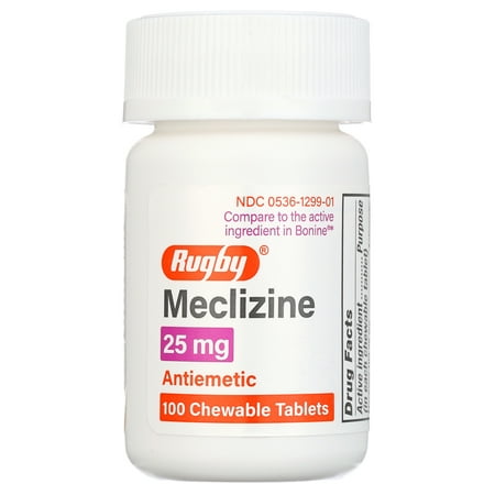 Rugby Meclizine Hydrochloride 25 mg. Tablets (100)