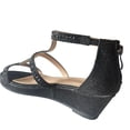 thumbnail image 7 of Christy-8 Girl's Big Kid Fashion Sparkle Rhinestone Party Bridal Platform Wedge Dress Sandals Black Glitter 1, 7 of 7