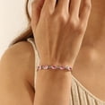 thumbnail image 5 of Juwaliy 18K White Gold Plated Oval Tennis Bracelets for Women,October Birthstone Bracelet Pink Tourmaline Jewelry Valentines Gifts for Wife/Girlfriend, 5 of 8
