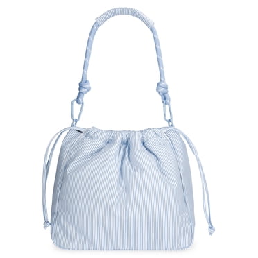 No Boundaries Women's Bungee Drawstring Bag, Blue Sky Stripe