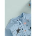 thumbnail image 7 of Nygoyerh Toddler Boys Long Sleeve Swimwear Casual Marine Animal Print Zipper Rash Guard Swimsuit and Hat Beachwear Bathing Suit Infant Clothing 0M 3M 6M 9M 12M 18M 2T 3T, 7 of 7