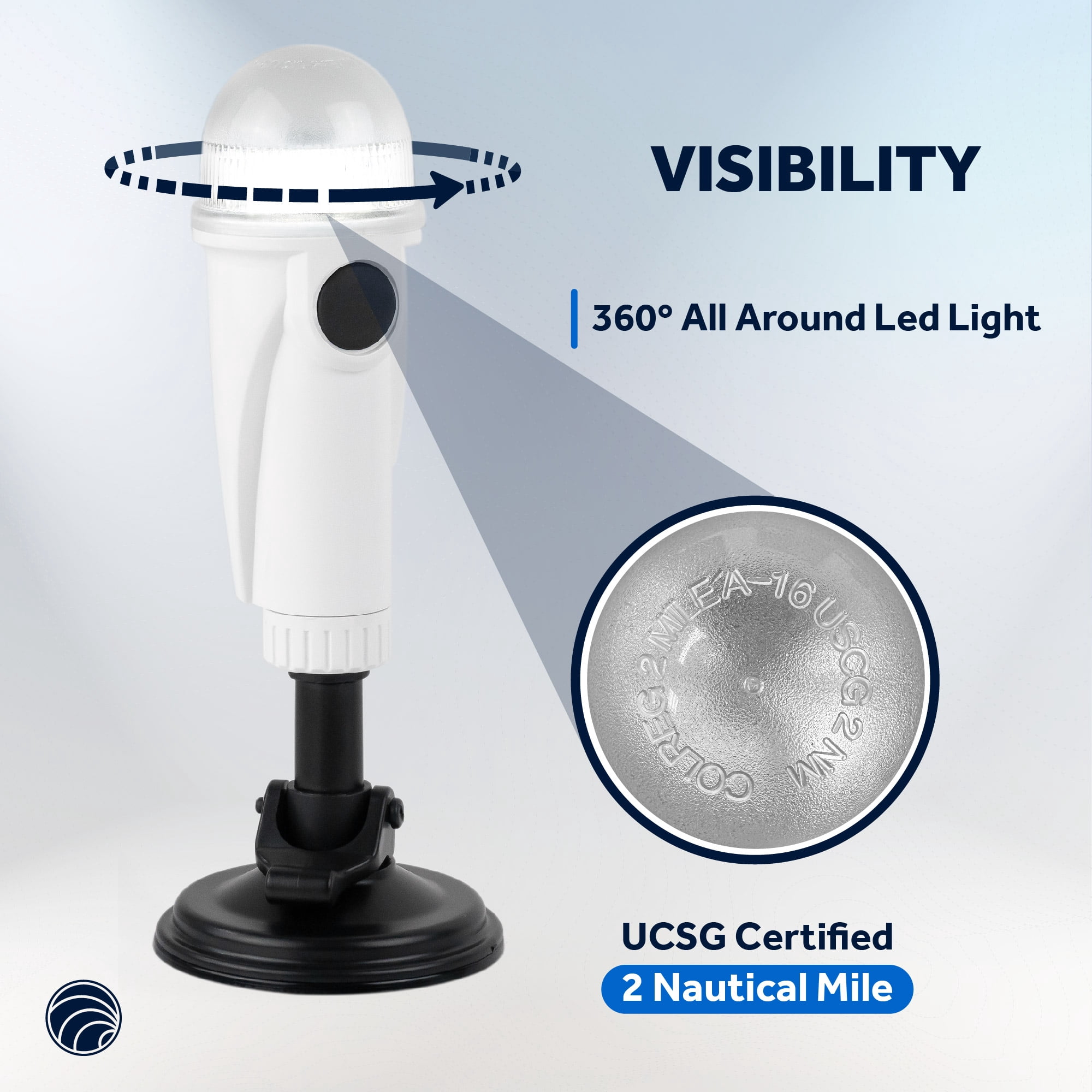 Five Oceans Kayak Lights - Stern Lights for Boats, Anchor Light, 15-inch, Battery-Powered LED Kayak Lights for Night Kayaking with Suction Cup for Small Boat, Canoe, Dinghy, Paddle Board - FO4762