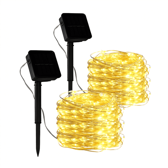 Xylobyte Solar String Lights Outdoor, Waterproof Copper Wire LED Fairy Lights with Auto On/Off, Twinkle Lights for Garden, Patio, Yard, Tree, Party & Holiday Decor