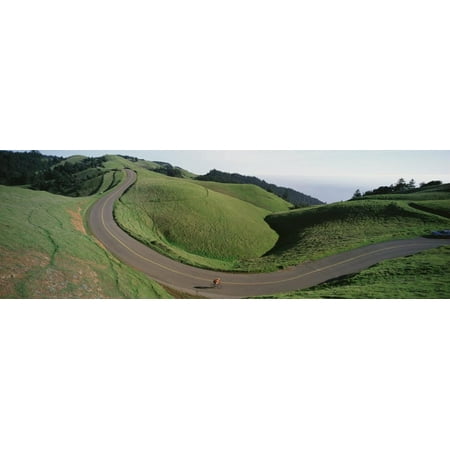 Marin Bolinas Ridge - Person Cycling on the Road, Bolinas Ridge, Marin County, California, USA Print Wall Art