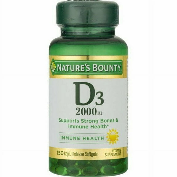 Nature's Bounty Vitamin D3 50Mcg Softgels 150Ct, 2-Pack