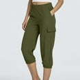 thumbnail image 4 of Frostluinai Women's Cargo Capri Pants with Pocket High Waist Baggy Joggers Lightweight Hiking Running Pants Solid Summer Capris Gifts, 4 of 9