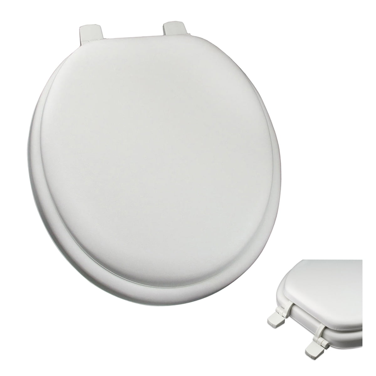 Deluxe White Round Soft Cushioned Padded Toilet Seat with Closed Front
