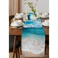 thumbnail image 4 of Coastal Beach Table Runner Cotton Linen 90 Inch Holiday Dresser Scarves, Blue Ocean Summer Sand Mountain Shore Tablerunner for Kitchen Coffee Dining Bedroom Living Room Dinner Scarf Décor 13''x90'', 4 of 9
