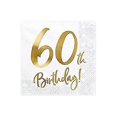 thumbnail image 3 of 60th Birthday Party Paper Napkins x 20 White and, 3 of 3