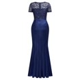 thumbnail image 6 of Blue Sequin Lace Ruffle Mermaid Evening Maxi Dress For Formal Occasions, 6 of 27