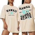 thumbnail image 1 of UANWENN T-Shirt d'Été Imprimé Col Rond Manches Courtes Raglan Style Plage Décontracté (4) T-Shirts Longs Ajustés pour Femmes Col Roulé pour Femmes Pack T-Shirts Décontractés Manches Courtes pour Femmes, 1 of 5