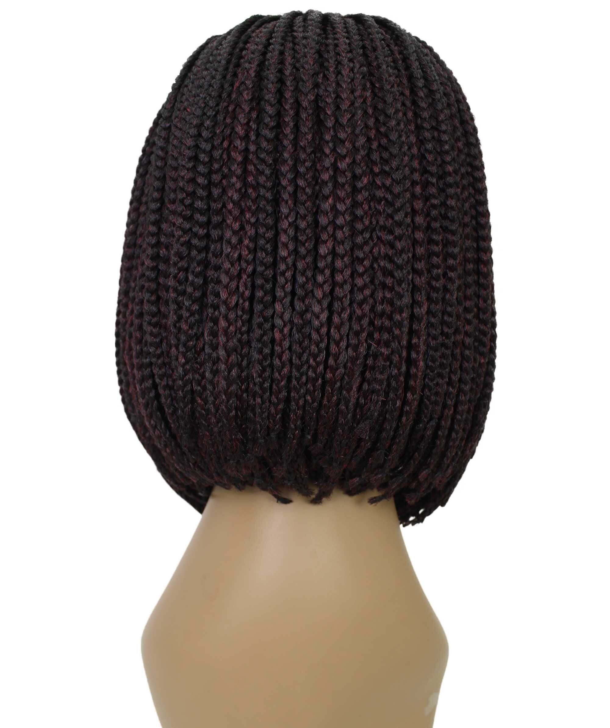 LUXLUXE Jayla Straight Braided 12 in Long Braided Wig, Beauty Heat Resistant Fiber,Deep Red and Black Blend