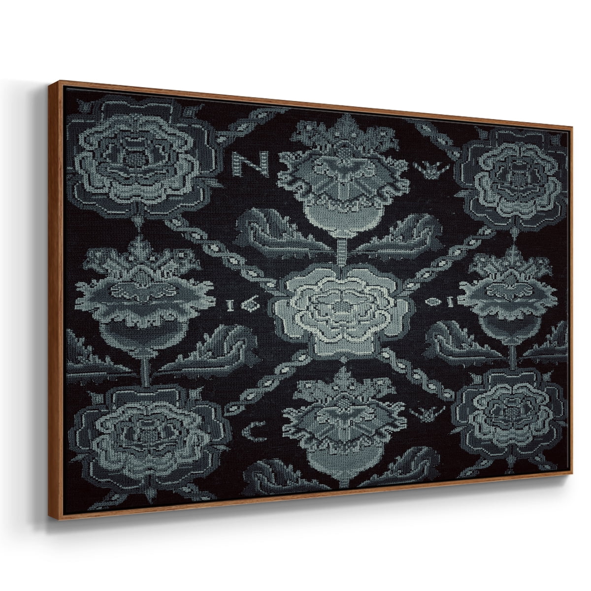 Vintage Abstract Print-LIV Framed in Walnut Wood Gallery Wrapped Canvas 17 in. x 25 in.