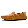 thumbnail image 4 of Spring Summer New Men's Casual Hollow Loafers Slip On Breathable Mesh Leather Flats Boat Shoes Driving Shoes Moccasins, 4 of 12
