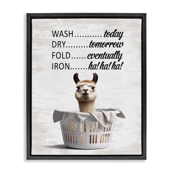 Stupell Industries Funny Laundry Timing Quotes and Sayings Painting Black Floater Framed Canvas Art Print Wall Art, 17 x 21