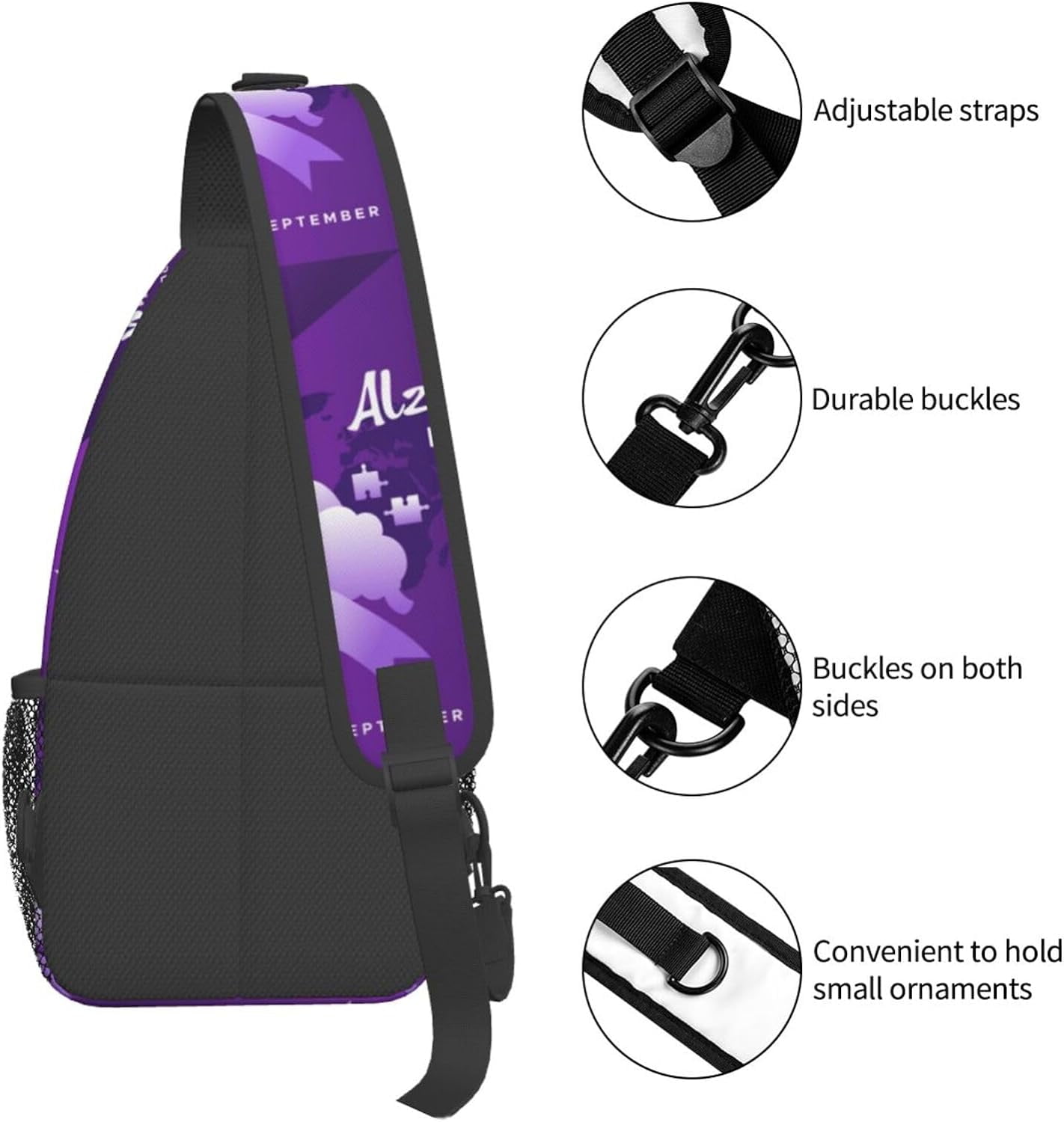 Wear Purple Alzheimer's Awareness Sling Bag Crossbody Hiking Travel Chest Bags Backpack Shoulder Daypack for Women Men