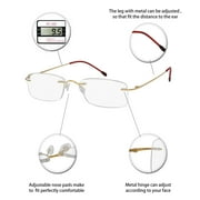 OCCI CHIARI Lightweight Blue Light Blocking Reading Glasses 1.5 for Mens Designer Reader with Comfortable Titanium Frameless, Acrylic Lens(Gold, 1.50)