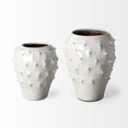 thumbnail image 2 of 14' White Spiked Organic Glaze Large Mouth Ceramic Vase, 2 of 5